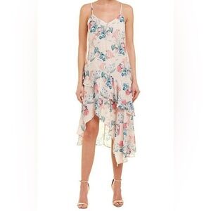 NWT Parker Pink Floral Ruffle Front Cocktail Dress - Size small